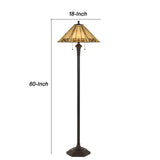 Benzara Polyresin Floor Lamp with Glass Shade and Pull Chain Switch, Black BM224844 Black Polyresin and Glass BM224844