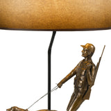 Benzara 150 Watt Resin Lamp with Hunting Soldier and Dog Body, Bronze BM224850 Bronze Resin, Metal and Paper BM224850