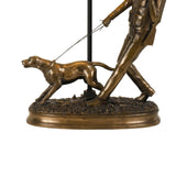 Benzara 150 Watt Resin Lamp with Hunting Soldier and Dog Body, Bronze BM224850 Bronze Resin, Metal and Paper BM224850