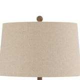 Benzara Resin Table Lamp with Turned Pedestal Body and Fabric Shade, Set of 2,Beige BM224861 Beige Resin and Fabric BM224861