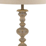 Benzara Resin Table Lamp with Turned Pedestal Body and Fabric Shade, Set of 2,Beige BM224861 Beige Resin and Fabric BM224861