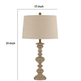 Benzara Resin Table Lamp with Turned Pedestal Body and Fabric Shade, Set of 2,Beige BM224861 Beige Resin and Fabric BM224861