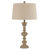 Benzara Resin Table Lamp with Turned Pedestal Body and Fabric Shade, Set of 2,Beige BM224861 Beige Resin and Fabric BM224861