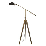 Benzara 60 Watt Adjustable Metal Frame Tripod Floor Lamp, Antique Brass BM224865 Brass Metal BM224865