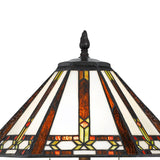 Benzara Tiffany Table Lamp with 2 Pull Switches and Resin Pedestal Body, Bronze BM224869 Bronze Resin and Glass BM224869