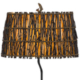 Benzara 150W 3 Way Bear Canoe Table Lamp with Oval Wicker Shade, Antique Bronze BM224872 Bronze Resin, Wicker BM224872