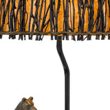 Benzara 150W 3 Way Bear Canoe Table Lamp with Oval Wicker Shade, Antique Bronze BM224872 Bronze Resin, Wicker BM224872