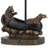 Benzara 150W 3 Way Bear Canoe Table Lamp with Oval Wicker Shade, Antique Bronze BM224872 Bronze Resin, Wicker BM224872