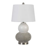 Ceramic Urn Shaped Base Table Lamp with Textured Detail, Set of 2, Gray