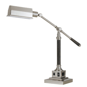 Benzara 60 Watt Metal Desk Lamp with Adjustable Arm and Head, Silver BM224879 Silver Metal BM224879