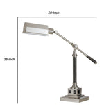 Benzara 60 Watt Metal Desk Lamp with Adjustable Arm and Head, Silver BM224879 Silver Metal BM224879