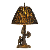 150 Watt Resin Body Table Lamp with Bear Design and Twig Shade, Bronze