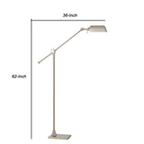 Benzara Integrated LED Floor Lamp with Metal Body and Adjustable Height, Silver BM224883 Silver Metal BM224883