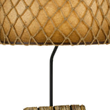 Benzara Fishing Theme Resin Table Lamp with Net Accent Paper Drum Shade, Beige BM224885 Beige Resin and Paper BM224885