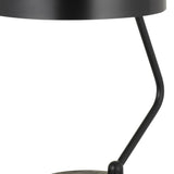 Benzara Metal Lined Fabric Shade Desk Lamp with Wooden Base, Beige and Black BM224889 Beige and Black Solid Wood, Metal and Fabric BM224889
