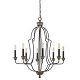 Benzara 60 X 8 Watt Metal Chandelier with Tubular Frame, Textured Bronze BM224891 Bronze Metal BM224891