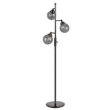 Industrial Metal Body Table Lamp with Three Glass Ball Shades, Black
