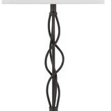 Benzara 150W 3 Way Metal Floor Lamp with Fabric Drum Shade, Bronze and White BM224897 Bronze, White Metal, Fabric BM224897