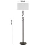 Benzara 150W 3 Way Metal Floor Lamp with Fabric Drum Shade, Bronze and White BM224897 Bronze, White Metal, Fabric BM224897