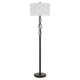 Benzara 150W 3 Way Metal Floor Lamp with Fabric Drum Shade, Bronze and White BM224897 Bronze, White Metal, Fabric BM224897