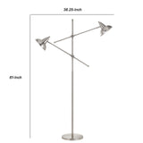 Benzara Tubular Metal Body Floor Lamp with 2 Adjustable Arms, Silver BM224902 Silver Metal BM224902