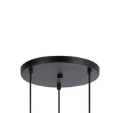 Benzara 3 Bulb Wind Chime Design Pendant with Cylindrical Glass Shade, Black BM224909 Metal, Glass Metal, Glass BM224909