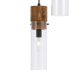 Benzara 3 Bulb Wind Chime Design Pendant with Cylindrical Glass Shade, Black BM224909 Metal, Glass Metal, Glass BM224909