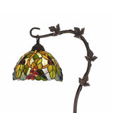 Benzara Downbridge Metal Tiffany Floor Lamp with Leaf Accents, Multicolor BM224936 Multicolor Metal and Glass BM224936