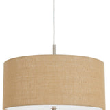 Benzara Metal Pendant Lighting with Fabric Circular Drum Shade and Cord, Beige BM224939 Beige Metal, Fabric BM224939