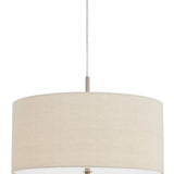 Benzara Metal Pendant Lighting with Fabric Circular Drum Shade, Off White BM224940 White Metal, Fabric BM224940