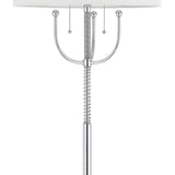 Benzara Metal Floor Lamp with Corkscrew Design Stalk Support and Drum Shade, Silver BM224971 Silver Metal BM224971