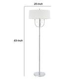 Benzara Metal Floor Lamp with Corkscrew Design Stalk Support and Drum Shade, Silver BM224971 Silver Metal BM224971