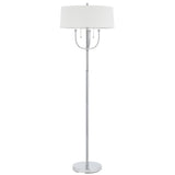 Benzara Metal Floor Lamp with Corkscrew Design Stalk Support and Drum Shade, Silver BM224971 Silver Metal BM224971