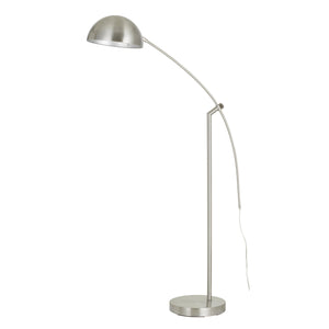 Benzara Metal Arc Design Floor Lamp with Round Base and Stalk Support, Silver BM224972 Silver Metal BM224972