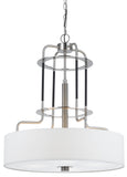 Benzara 60 X 4 Watt Metal Frame Chandelier with Fabric Shade, White and Silver BM224993 White and Silver Metal and Fabric BM224993