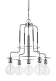 Benzara 60 X 5 Watt Metal Frame Chandelier with Edison Bulbs, Silver BM224994 Silver Metal BM224994