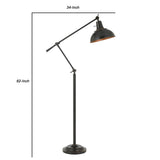 Benzara 100 Watt Metal Body Floor Lamp with Adjustable Height and Head, Black BM225008 Black Metal BM225008