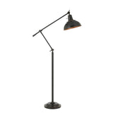 Benzara 100 Watt Metal Body Floor Lamp with Adjustable Height and Head, Black BM225008 Black Metal BM225008