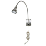 Benzara Metal Round Wall Reading Lamp with Plug In Switch, Silver BM225087 Silver Metal BM225087
