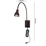 Benzara Metal Round Wall Reading Lamp with Plug In Switch, Bronze BM225089 Bronze Metal BM225089