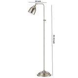 Benzara Metal Round 62" Floor Lamp with Adjustable Pole, Silver BM225099 Silver Metal BM225099