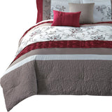 Benzara 8 Piece Queen Polyester Comforter Set with Floral Print, Multicolor BM225148 Multicolor Fabric BM225148