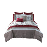 Benzara 8 Piece Queen Polyester Comforter Set with Floral Print, Multicolor BM225148 Multicolor Fabric BM225148