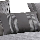 Benzara 10 Piece King Polyester Comforter Set with Geometric Print, Gray BM225159 Gray Fabric BM225159