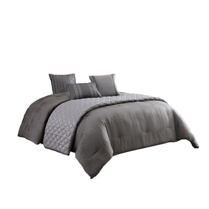 Benzara 10 Piece King Polyester Comforter Set with Geometric Print, Gray BM225159 Gray Fabric BM225159