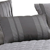 Benzara 10 Piece Queen Polyester Comforter Set with Geometric Print, Gray BM225160 Gray Fabric BM225160