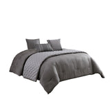 Benzara 10 Piece Queen Polyester Comforter Set with Geometric Print, Gray BM225160 Gray Fabric BM225160