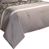 Benzara 10 Piece King Polyester Comforter Set with Leaf Print, Platinum Gray BM225167 Gray Fabric BM225167