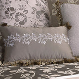 Benzara 10 Piece King Polyester Comforter Set with Leaf Print, Platinum Gray BM225167 Gray Fabric BM225167