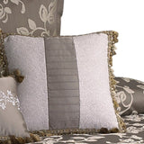 Benzara 10 Piece King Polyester Comforter Set with Leaf Print, Platinum Gray BM225167 Gray Fabric BM225167